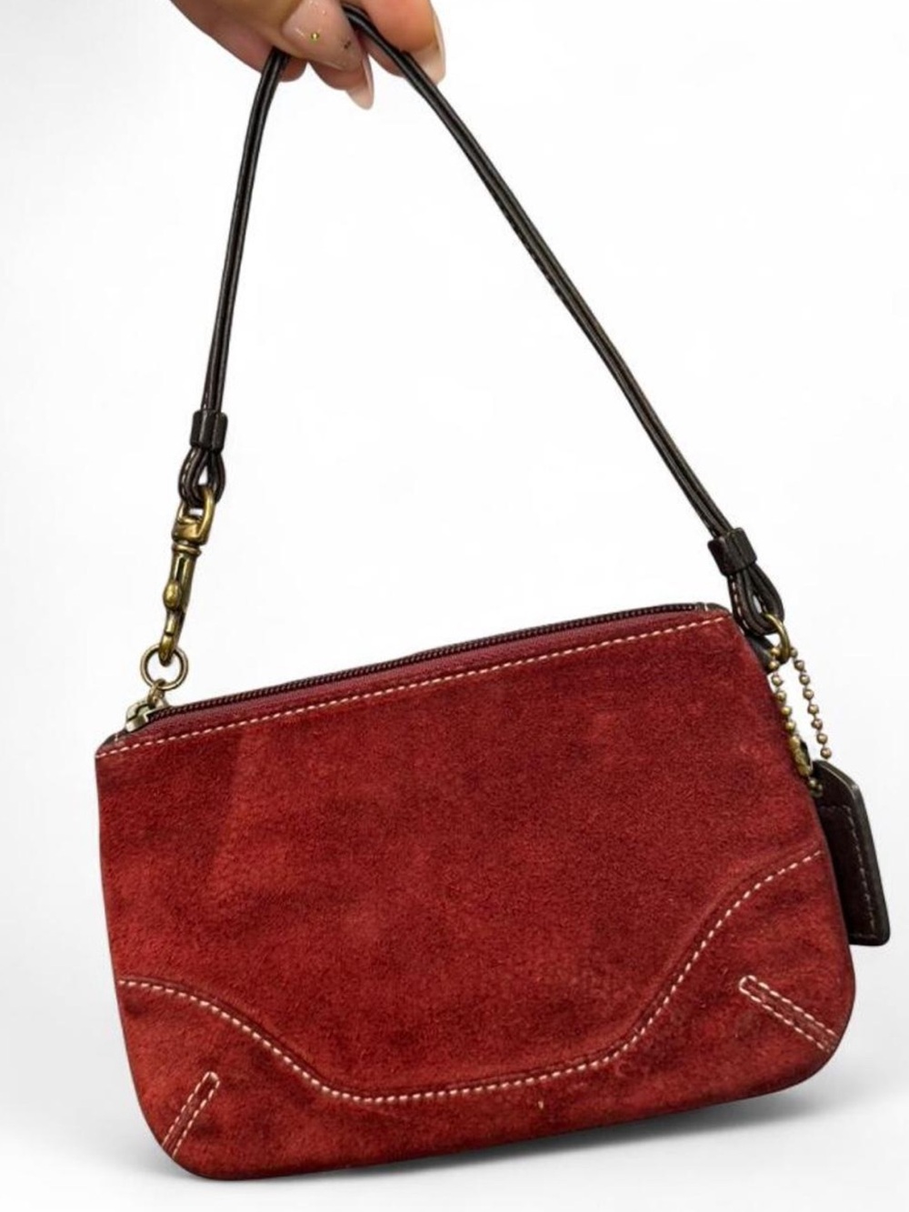 vintage coach burgundy red suede soho hobo wristlet / mini bag 🍷 - Picture 3 of 9